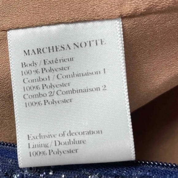 NEW!$1’270! Marchesa Notte Embellished Sequin Column Gown CapeNavy Strapless Sz4 - Picture 9 of 10